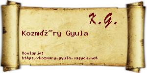 Kozmáry Gyula névjegykártya